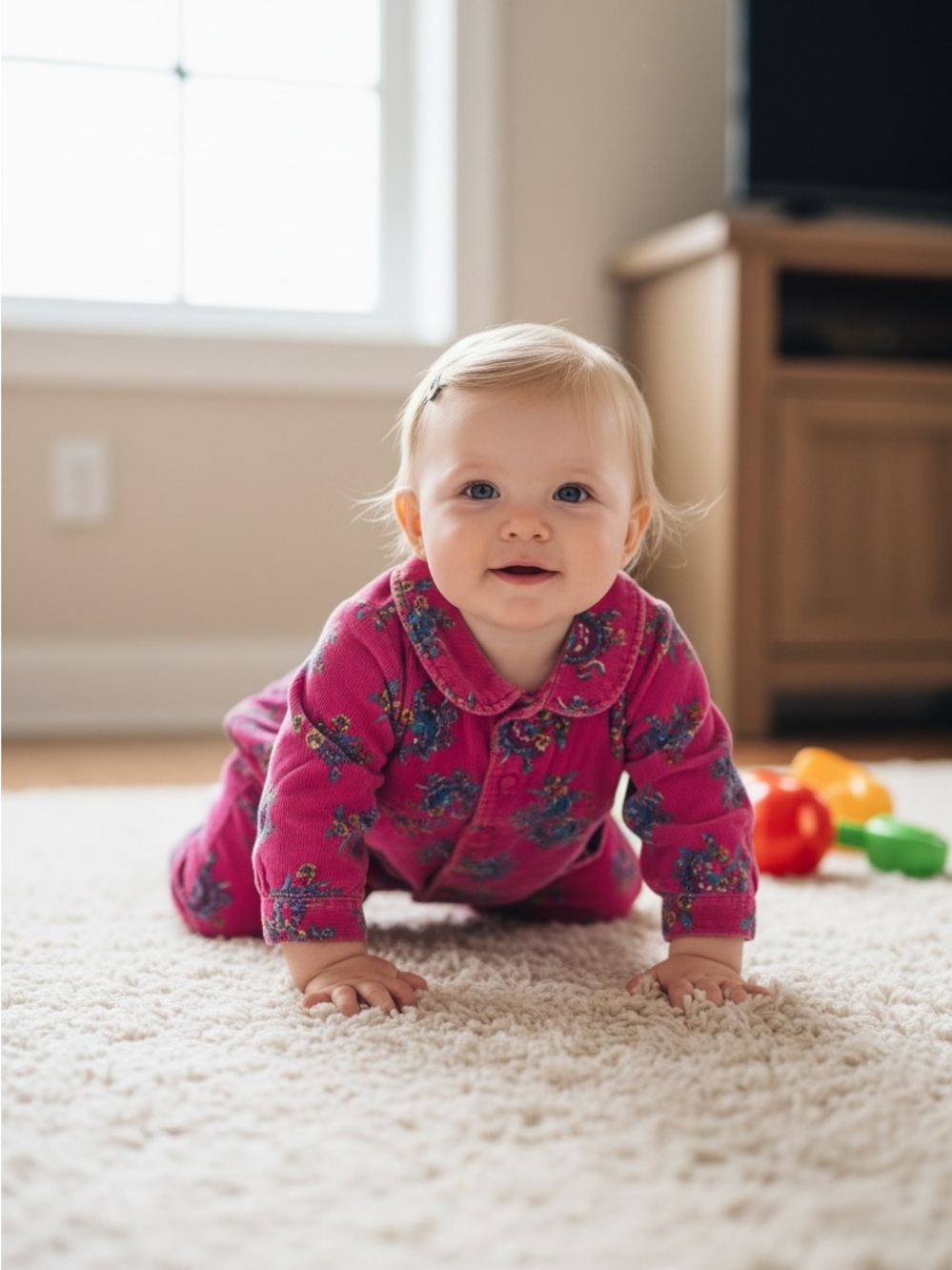 Vintage toddler 18M pink floral corduroy jumpsuit, cotton paisley.